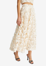 ROTATE 3D Flower Midi Sun Skirt Cream 114567857_OFF-WHITE
