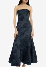 ROTATE 3D Flower Strapless Midi Dress Navy 1145922318_DARK BLUE
