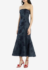 ROTATE 3D Flower Strapless Midi Dress Navy 1145922318_DARK BLUE