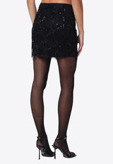 ROTATE Beaded Fringe Mini Skirt Black 114623100PL/R_ROTAT-100