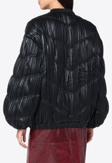 ROTATE Faux Leather Pleated Bomber Jacket Black 115038100EL/R_ROTAT-100