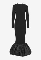 ROTATE Silk-Blend Maxi Dress Black 115244100_BLACK