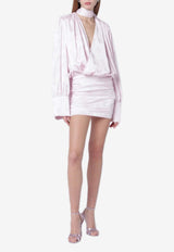 ROTATE Floral Jacquard V-neck Mini Dress Pink 1160641809PL/S_ROTAT-1809