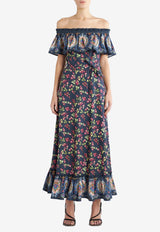Etro Berry Print Off-Shoulder Maxi Dress 11635-5155 0200 Multicolor
