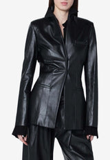 Francesco Murano Single-Breasted Leather Blazer Black 119T09/R_FRAMU-999