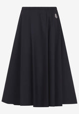 Moncler Midi Flared Skirt Navy