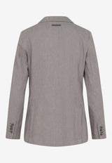 Peserico Double-Breasted Striped Blazer Gray