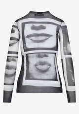 Jean Paul Gaultier Printed Crewneck Top Black