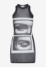 Jean Paul Gaultier Printed Mini Dress Black