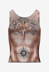 Jean Paul Gaultier Printed Sleeveless Top Brown