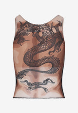 Jean Paul Gaultier Printed Sleeveless Top Brown