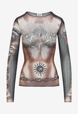 Jean Paul Gaultier Printed Crewneck Top Multicolor