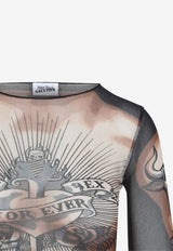 Printed Crewneck Top