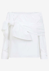 Curvone Knotted Off-Shoulder Blouse