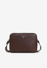 Triangle Logo Leather Shoulder Bag