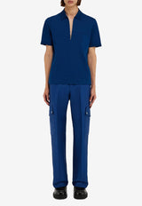 Ferragamo Zip Polo Short-Sleeved T-shirt 122327 H 781044 TEAL BLUE