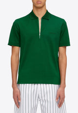 Salvatore Ferragamo Half-Zip Polo T-shirt Green 122327 H 773254 FOREST GREEN