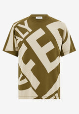 Ferragamo Graphic Logo Print T-shirt 122423 H 781245 OLIVE/STONE