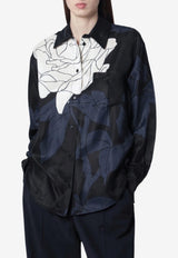 Victoria Beckham Floral Pattern Shirt Blue 1224WSH005278RVI/S_VIBEC-NP