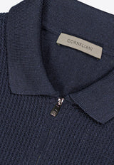 Zip-Up Wool Polo Sweater