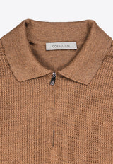 Zip-Up Wool Polo Sweater