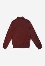 Zip-Up Wool Polo Sweater