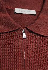 Zip-Up Wool Polo Sweater