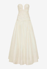 Shona Joy Lucero Silk Pleated Drop Waist Gown 1255457_WHITE