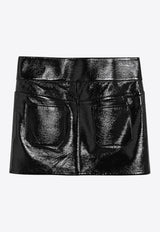 Courrèges Belted Vinyl Mini Skirt Black 125CJU218VY0014/Q_COURR-9999