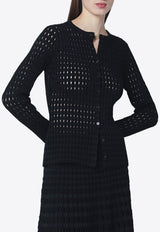 Simkhai Buttoned Openwork Cardigan Black