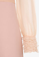 فستان قصير مطرز من الحرير