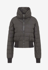 Cropped Down Jacket with Logo-Patch