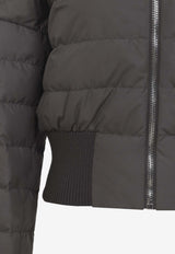Cropped Down Jacket with Logo-Patch