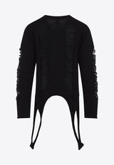 Shredded Long-Sleeved Wool T-shirt