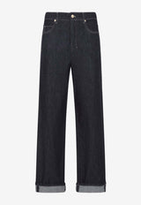 Chiara Straight-Leg Turn-Up Jeans