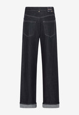 Chiara Straight-Leg Turn-Up Jeans