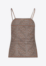 توب محبوك بنمط متعرج بلا أكمام