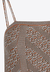 توب محبوك بنمط متعرج بلا أكمام