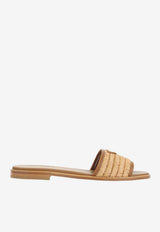 Triangle Logo Raffia Flat Sandals