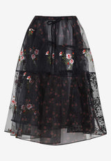 Patchwork Floral Midi Skirt