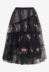 Patchwork Floral Midi Skirt