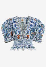 Floral Print Cropped Blouse