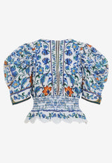 Floral Print Cropped Blouse