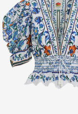 Floral Print Cropped Blouse