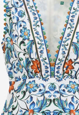 Floral Print Midi Poplin Dress