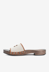 Canvas and Leather Clogs