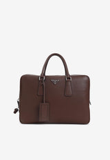 Triangle Logo Leather Briefcase