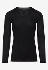 Long-Sleeved Rib-Knit Sweater