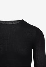 Long-Sleeved Rib-Knit Sweater