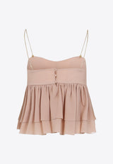 Silk Top with Metallic-Chains